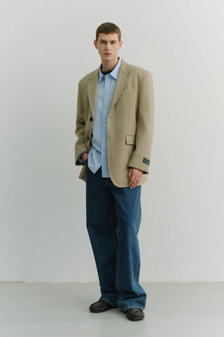 UNISEX OVERSIZED WOOL BLAZER CAMEL BEIGE