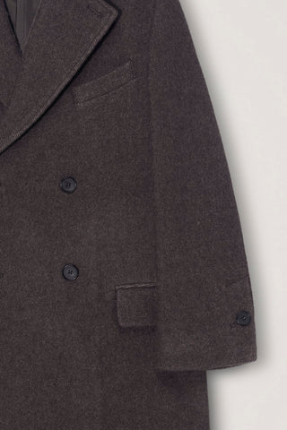 UNISEX LOOSE DOUBLE-BREASTED COAT BROWN MELANGE