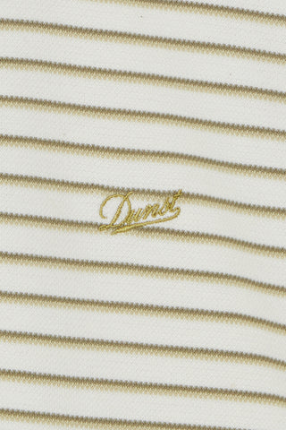 UNISEX STRIPED LOGO COLLARED T-SHIRT OLIVE STRIPE