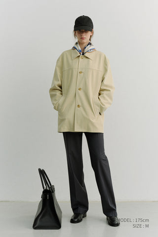 UNISEX ALTER-SUEDE HALF JACKET CREAM BEIGE