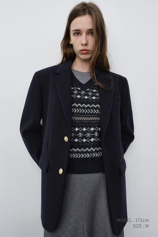 UNISEX CLASSIC 2 BUTTON WOOL BLAZER NAVY