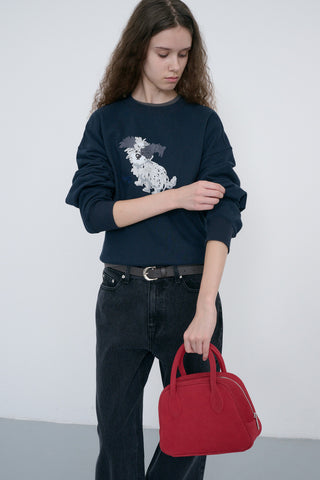 SUEDE BOSTON TOTE BAG RED