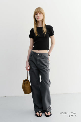CROPPED SLIM TOP BLACK
