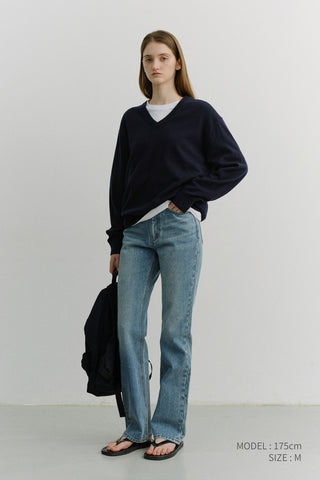 UNISEX SOFT V-NECK SWEATER FRENCH NAVY