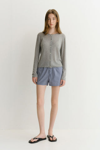 SUMMER ESSENTIAL CREWNECK CARDIGAN MELANGE GREY