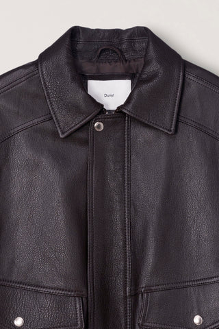 UNISEX OVERSIZED VINTAGE LEATHER BLOUSON BROWN