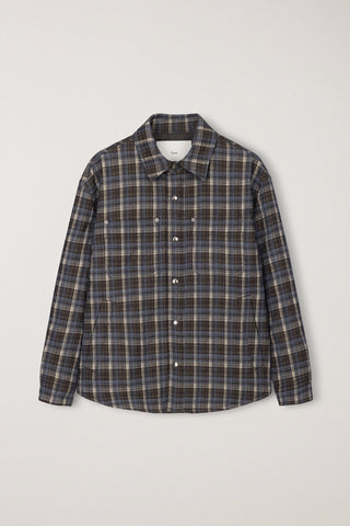 UNISEX QUILTED FLANNEL SHIRT BROWN CHECK