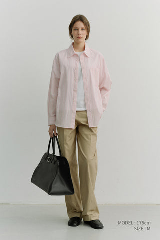 UNISEX OVERSIZED STRIPED SHIRT SOFT PINK STRIPE