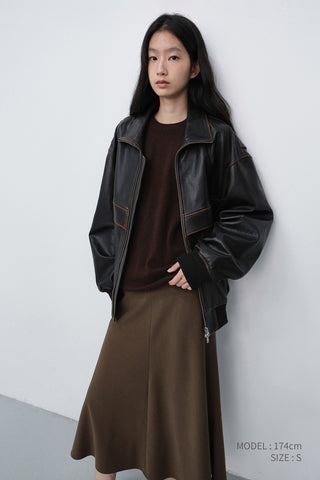 FLUID LONG SKIRT KHAKI BROWN