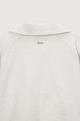 UNISEX LEATHER LOGO HALF ZIP-UP SWEATSHIRT OATMEAL MELANGE