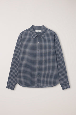 UNISEX CROPPED CHECKED SHIRT NAVY CHECK