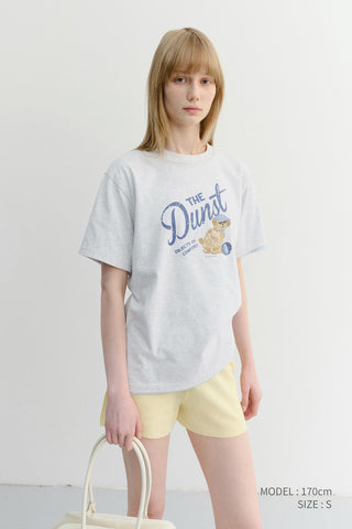 UNISEX DRAWING PUPPY T-SHIRT LIGHT MELANGE GREY
