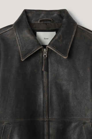 UNISEX DRIZZLER LEATHER JACKET BRUSHED BLACK