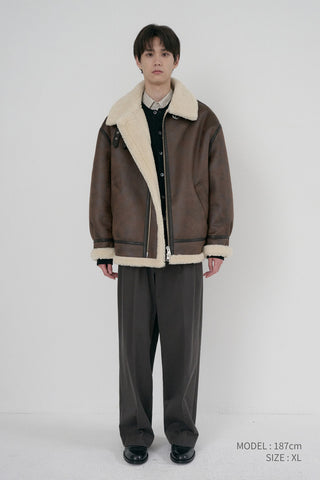 UNISEX B-3 SHEARLING JACKET DARK BROWN