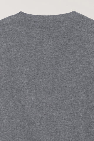 ESSENTIAL CREWNECK KNIT CARDIGAN MELANGE GREY