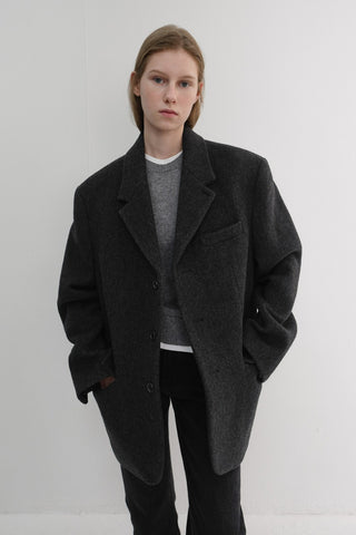 UNISEX 3 BUTTON WOOL BLAZER CHARCOAL GREY