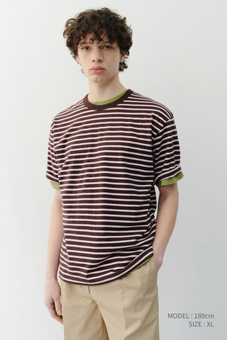 UNISEX STRIPED T-SHIRT BROWN PINK