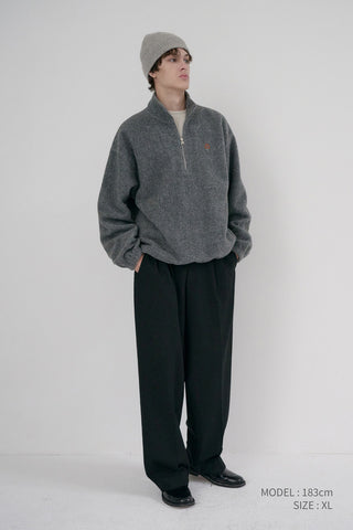 UNISEX HALF ZIP-UP FLEECE SWEATSHIRT MELANGE GREY