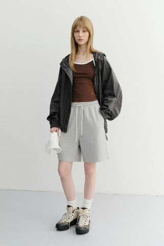 UNISEX LOGO SWEAT SHORTS MELANGE GREY