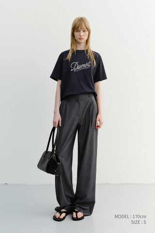 SUMMER DOUBLE PLEATED CHINO SLACKS CHARCOAL GREY