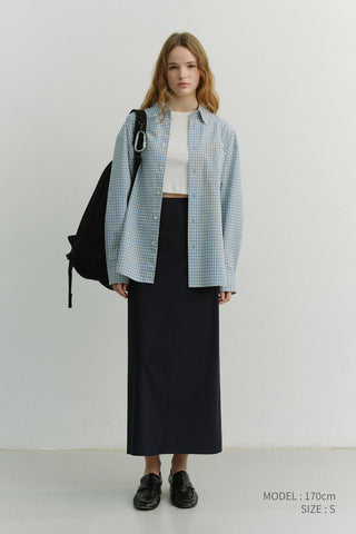 UNISEX OVERSIZED BD CHECKED SHIRT SOFT BLUE CHECK