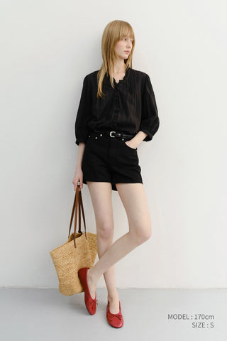 JANE FRILL BLOUSE BLACK