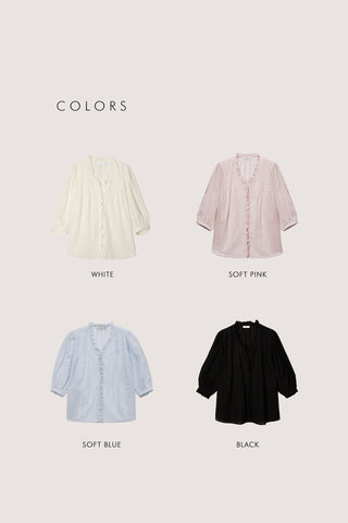 JANE FRILL BLOUSE SOFT BLUE