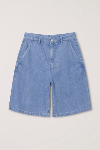UNISEX LINEN DENIM SHORTS LIGHT BLUE