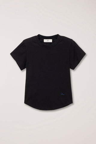CURVED HEM SLIM TOP BLACK