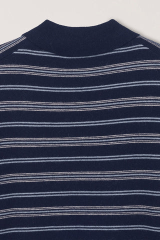 UNISEX COLLARED STRIPED SWEATER NAVY