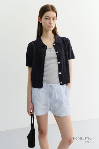 PAJAMA MINI SHORTS SOFT BLUE STRIPE