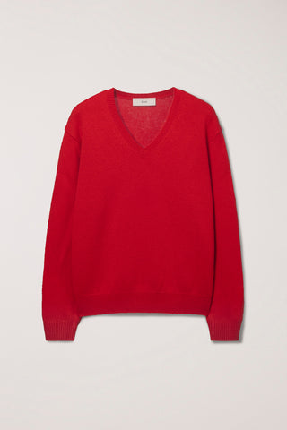 UNISEX CASHMERE V-NECK SWEATER RED