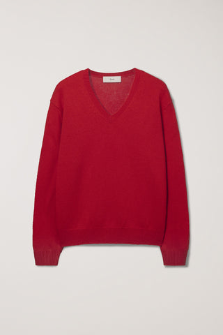 UNISEX CASHMERE V-NECK SWEATER RED