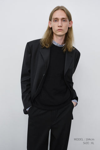 UNISEX CLASSIC 3 BUTTON WOOL BLAZER BLACK