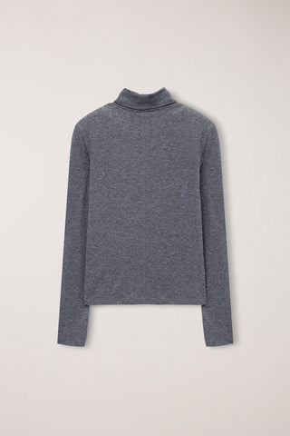 ESSENTIAL ROLL NECK TOP MELANGE GREY
