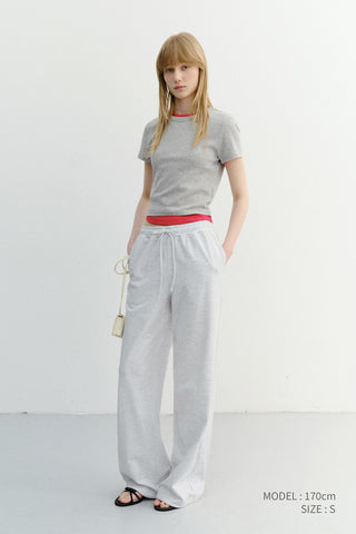 CROPPED SLIM TOP MELANGE GREY