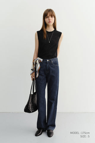 UNISEX SHEER LAYERING KNIT VEST BLACK