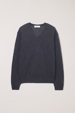 UNISEX CASHMERE V-NECK SWEATER CHARCOAL GREY