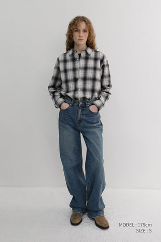UNISEX WINTER FLANNEL CHECKED SHIRT BLACK