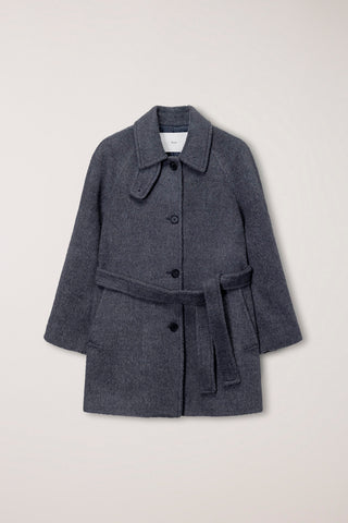 BELTED HALF COAT CHARCOAL GREY