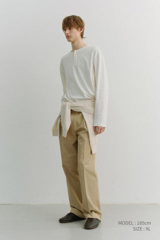 UNISEX HENLEY-NECK T-SHIRT OFF WHITE