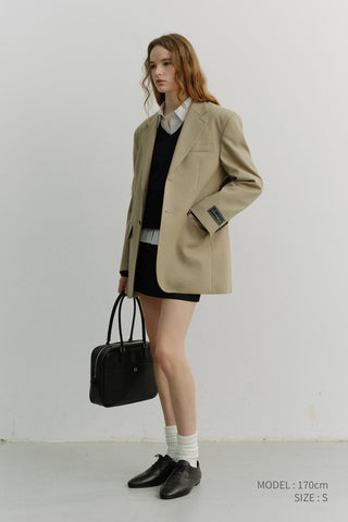 UNISEX OVERSIZED WOOL BLAZER CAMEL BEIGE