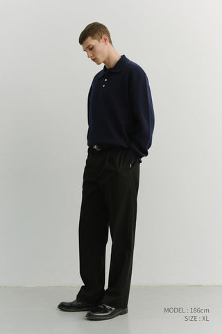 UNISEX CASHMERE COLLARED SWEATER NAVY