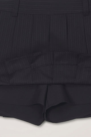 PLEATS MINI STRIPED SKIRT BLACK STRIPE