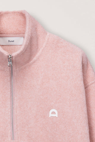 [1st Pre-order: Dec 27 (S,M,L,XL)]UNISEX HALF ZIP-UP FLEECE SWEATSHIRT CANDY PINK