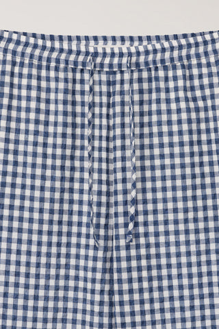 UNISEX CHECKED PAJAMA SLACKS NAVY CHECK