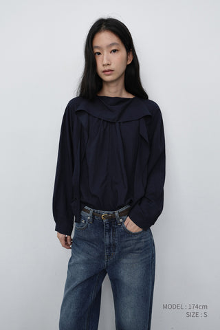 TIE BLOUSE NAVY