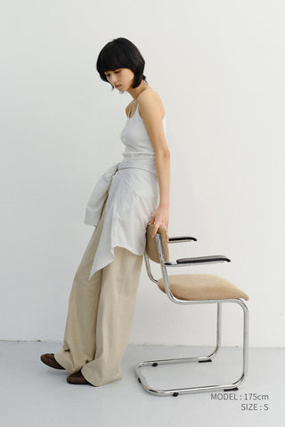 SUMMER DOUBLE PLEATED CHINO SLACKS BEIGE