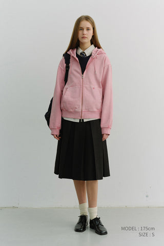 UNISEX GARMENT DYED ZIP-UP HOODIE LIGHT PINK