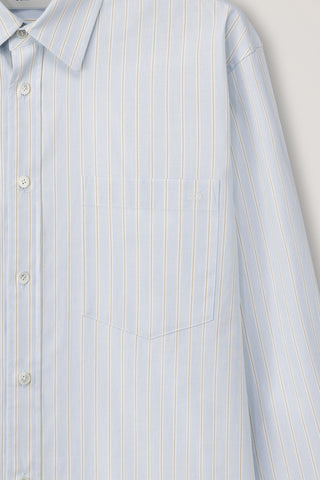 UNISEX OVERSIZED STRIPED SHIRT MISTY BLUE STRIPE